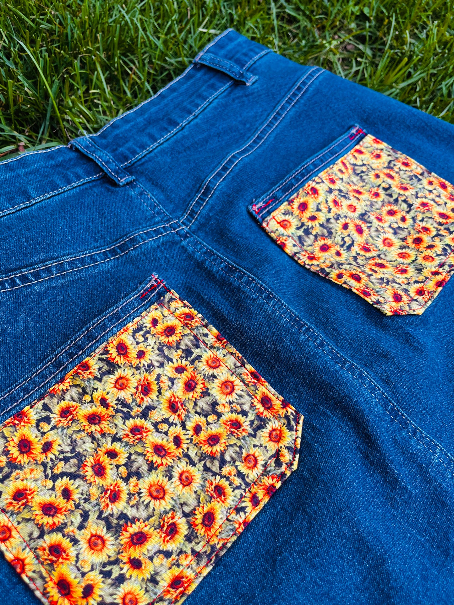 SUNFLOWER PATCHWORK DENIM SKIRT