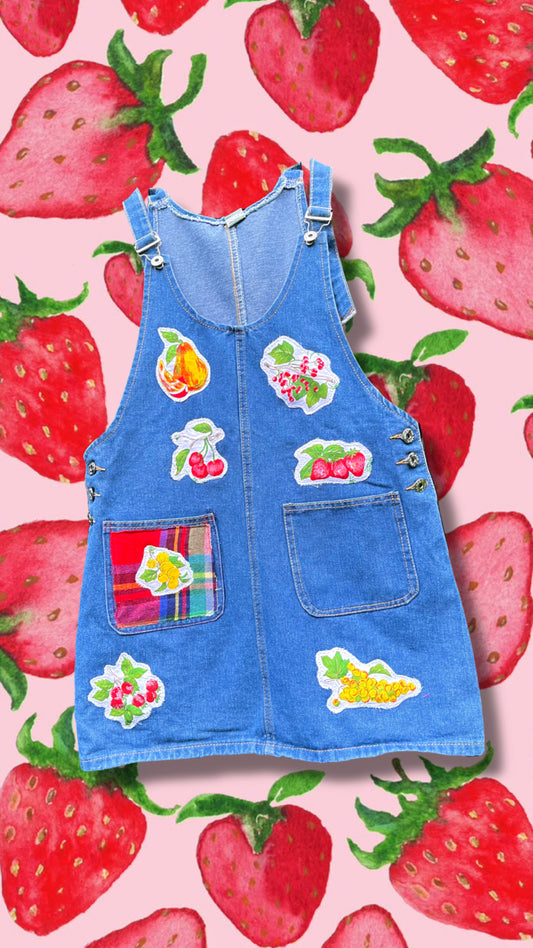 FRUIT PATCHWORK DENIM DRESS