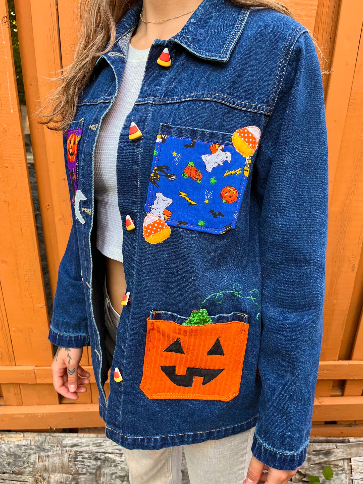 HALLOWEEN PATCHWORK DENIM JACKET