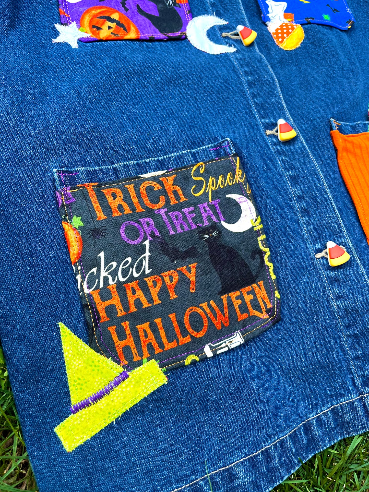HALLOWEEN PATCHWORK DENIM JACKET